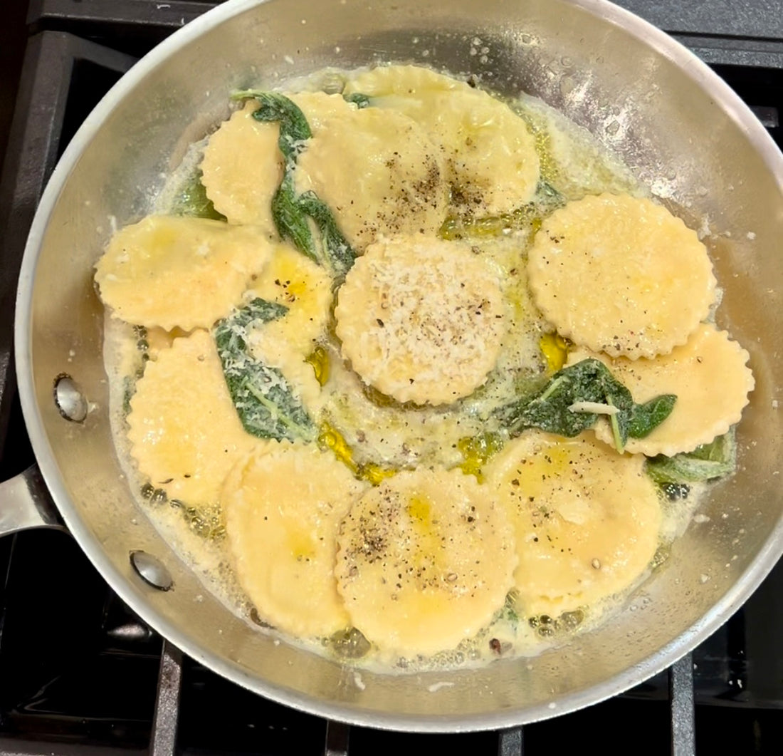 Homemade Three Cheese Raviolis with Sage Brown Butter Sauce