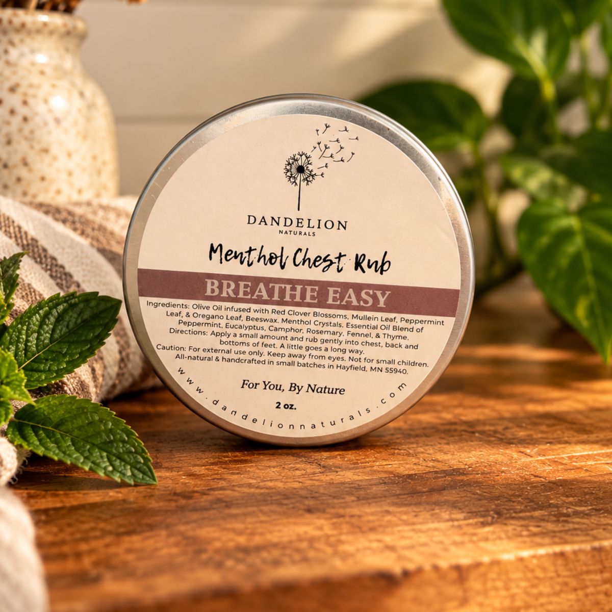 Dandelion Naturals Breathe Easy Salve | Natural Vapor Rub | Chest Rub