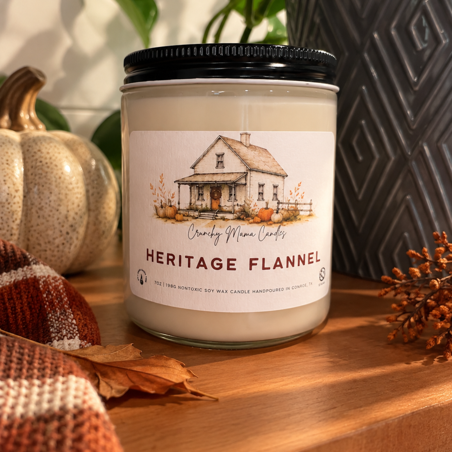Heritage Flannel Non-Toxic Candle by Crunchy Mama Candles